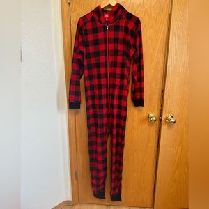 Men’s Buffalo plaid one piece Christmas family pajamas